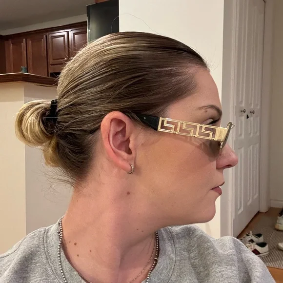 Versace Gold Frame Rectangular Sunglasses - Picture 11 of 11